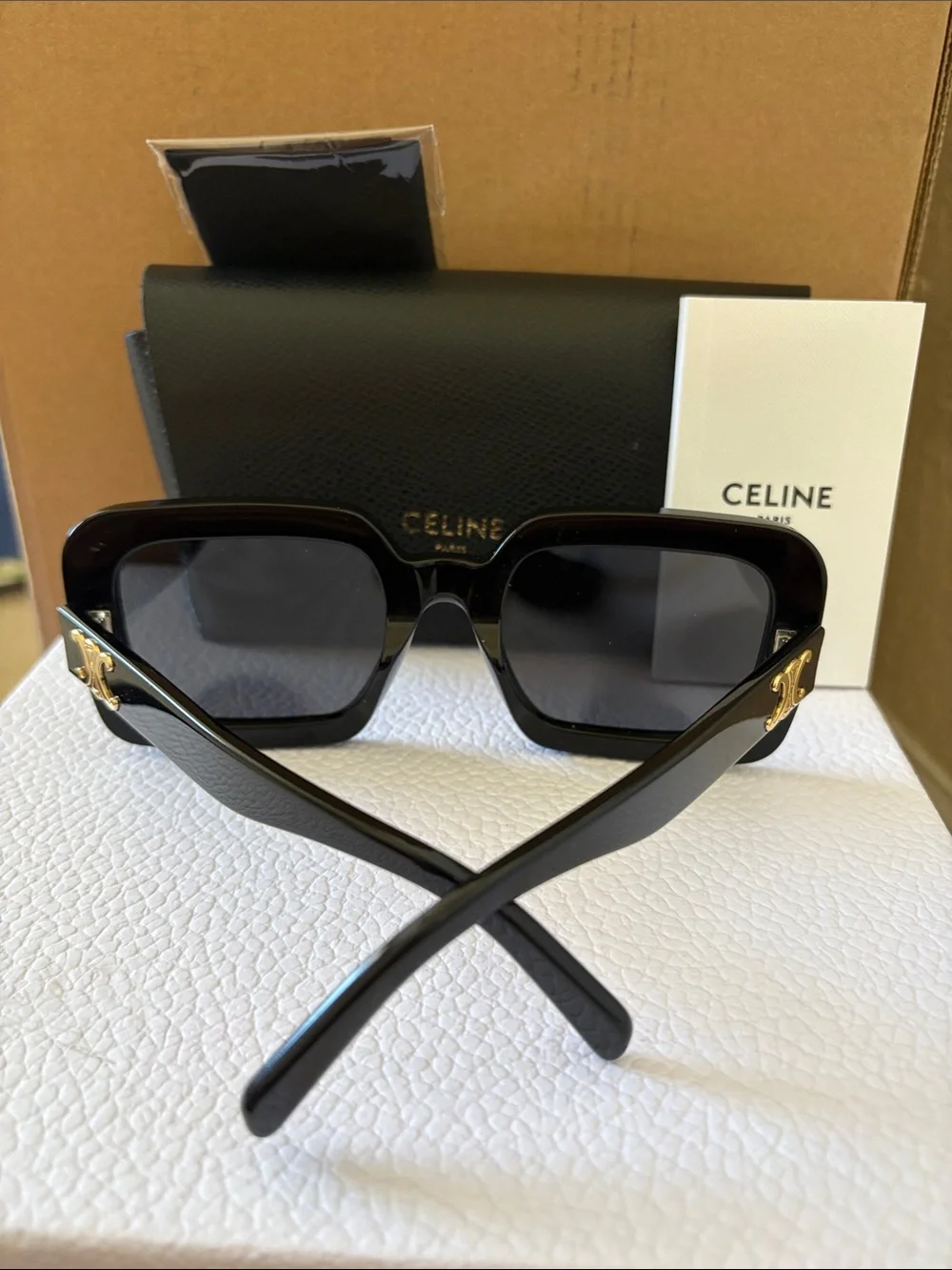 Celine Black Square Oversized Sunglasses with Dark Lenses